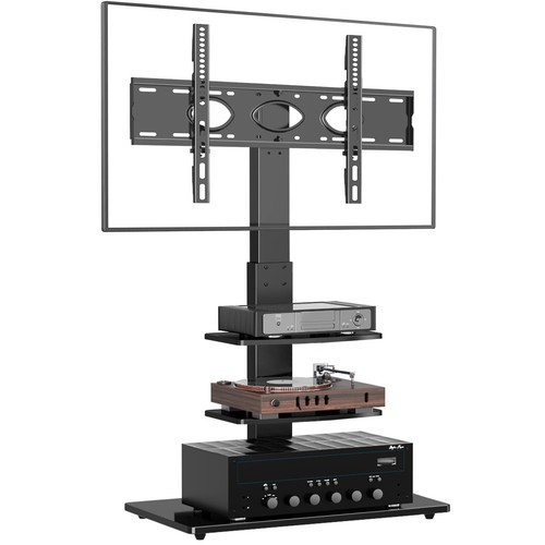 W/swivel Mount For 36-75 Inches Screen Tvs Tempered Glass Ba