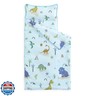 Wake In Cloud - Toddler Nap Mat with Pillow and Blanket, for Kids Boys Girls in Kindergarten Daycare Preschool Pre K, Roll Up Sleeping Bag, Jurassic Dinosaur Dino, Light Blue Brown, Standard
