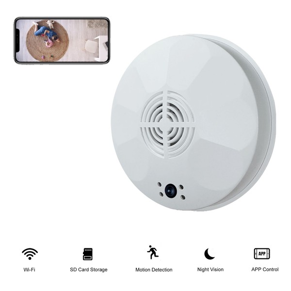 WiFi 1080P Somke Detector Camera Night Vision Motion Detection Recording Audio - Image 3