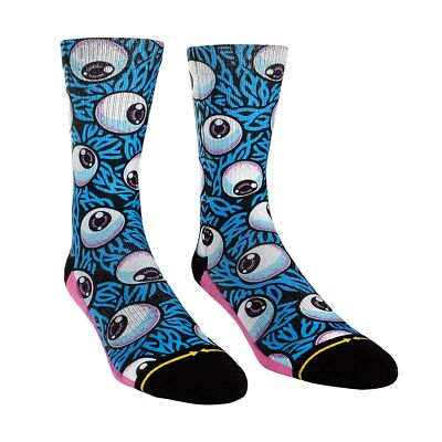 MERGE4 Jimbo Eye Blue Eyeball Compression Awesome Scary Graphics Fun Crew Socks