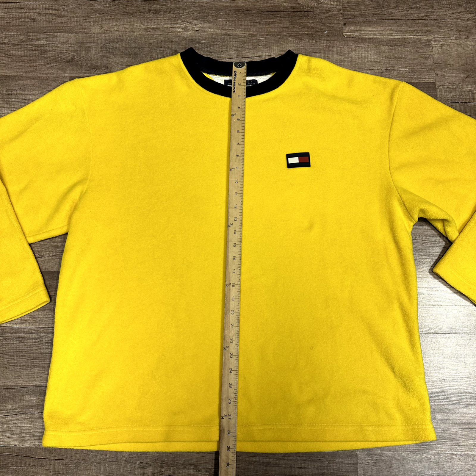 VTG TOMMY HILFIGER JEANS YELLOW PULLOVER FLEECE SWEATSHIRT SZ XL