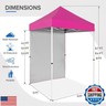 EAGLE PEAK Pop up Canopy 5x5, Outdoor Portable Canopy Tent with One Removable Sunwall, Carry Bag Included, Pink