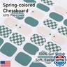 DUKASOU Semi Cured Gel Nails Strips, 28 pcs Gel Nail Stickers Work with Any UV Lamp, Nail Wraps for Women Home DIY Nails Art (Spring-Colored Chessboard)