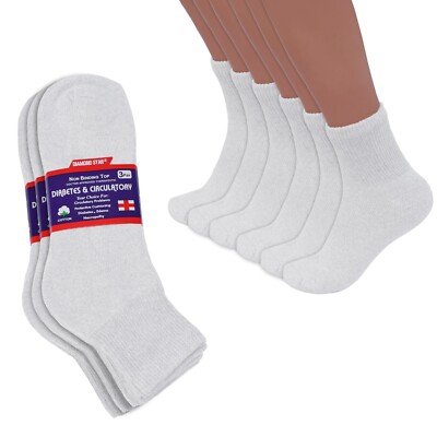 3-12 Pairs Men Circulatory Health Diabetic Ankle Socks Quarter 9-11 10-13 13-15