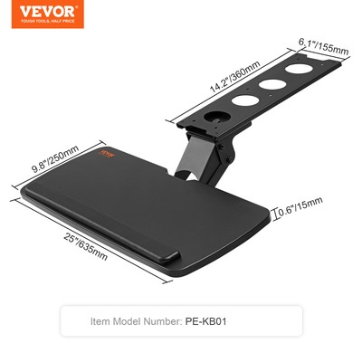 VEVOR Keyboard Tray Under Desk Ergonomic Pull out Keyboard/Mouse Tray 25x9.8 in