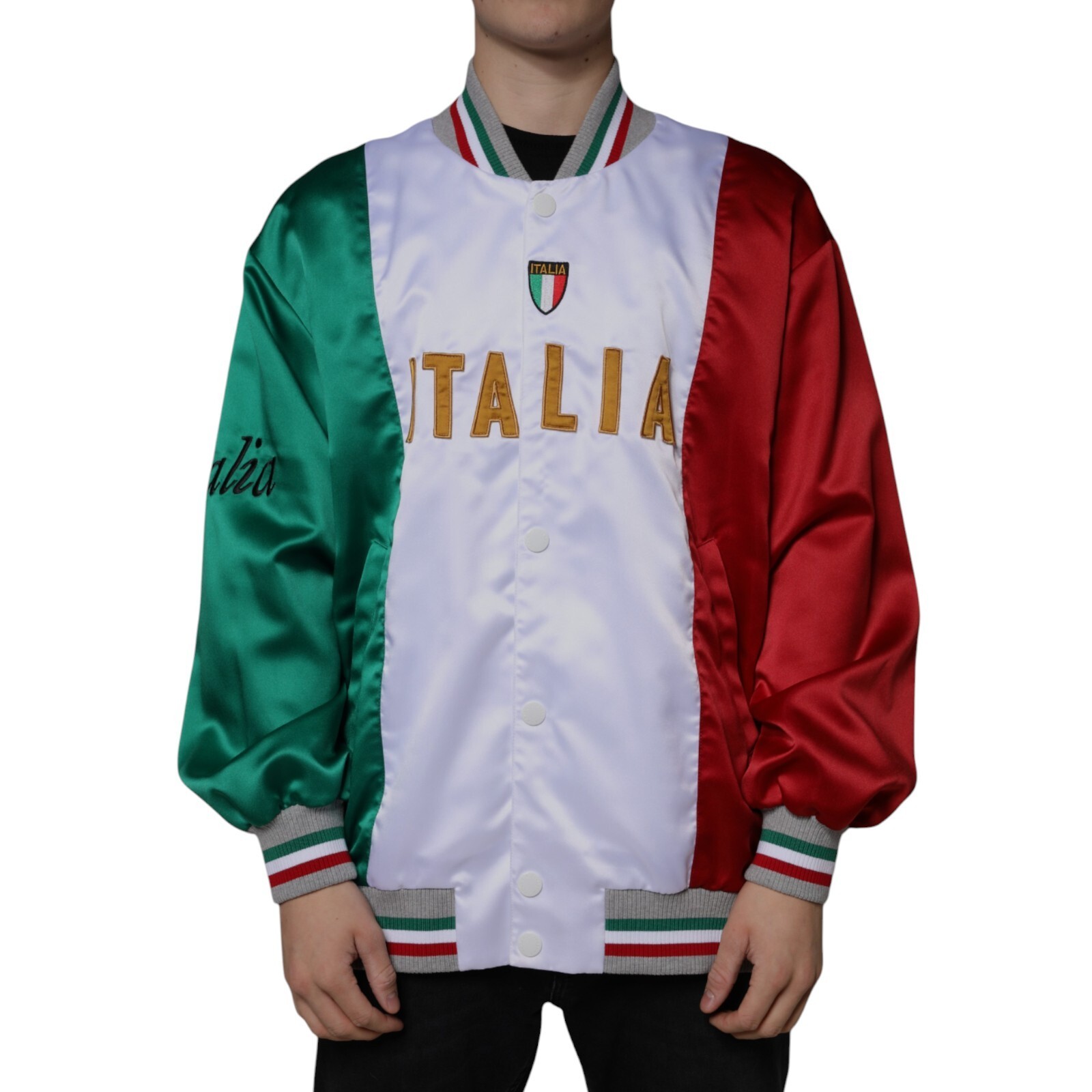 美品　Dolce & Gabbana CALCIO ITALIA ジャケット DOLCE & GABBANA Jacket Multicolor Italia Button Down Bomber