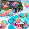 Realspring 2 Pcs 48'' Giant Beach Balls for Swimming Pool 4 Ft Jumbo Glitter Confetti Inflatable PVC Pool Balls Large Summer Blow up Beach Toys for Adults Summer Outdoor Party Favor(Colored)