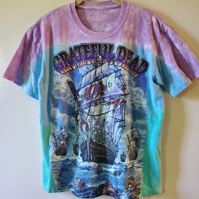 Liquid Blue Grateful Dead ''Ship of Fools'' Tie Dye T-shirt Size Small Dead Head