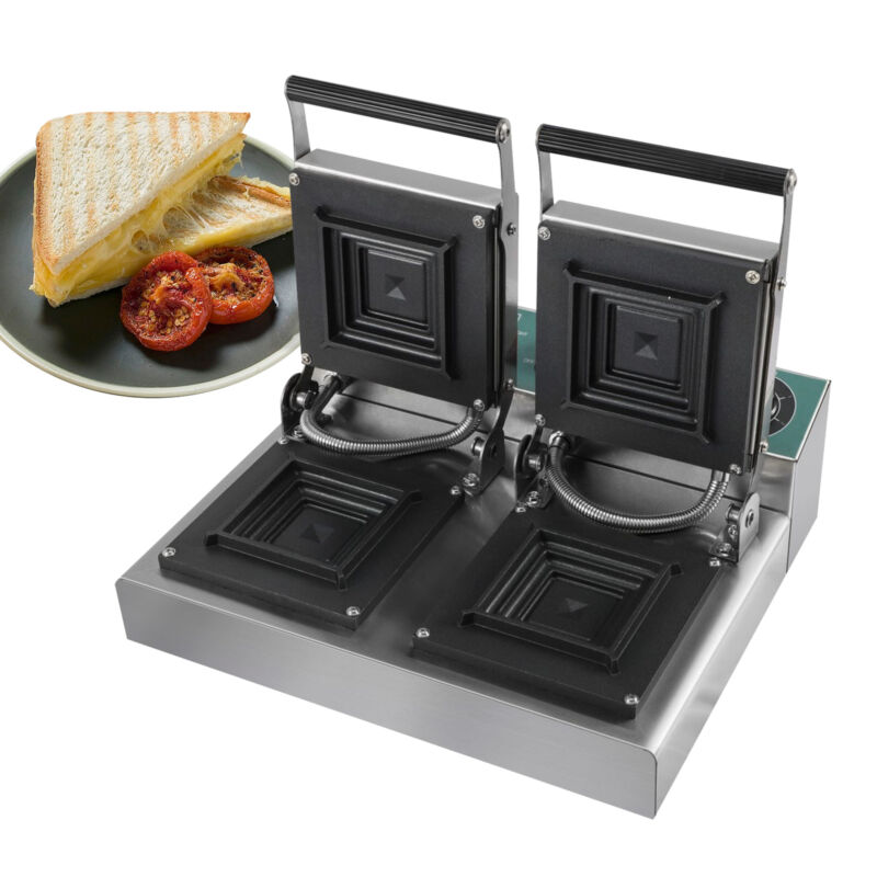 Commercial Panini Press Grill Electric Sandwich Maker Griddle Plate 19″x9″