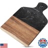 Coloch Marble and Acacia Wood Cutting Board, Black Charcuterie Chopping Board with Handle, Decorative Serving Board for Cheese, Steak, Bread, Fruit