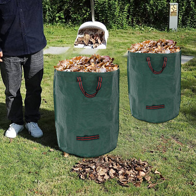 2Pcs Yard Waste Bags Garden Garbage Deal Collect Pocket w/2 Handles 80 Gallons