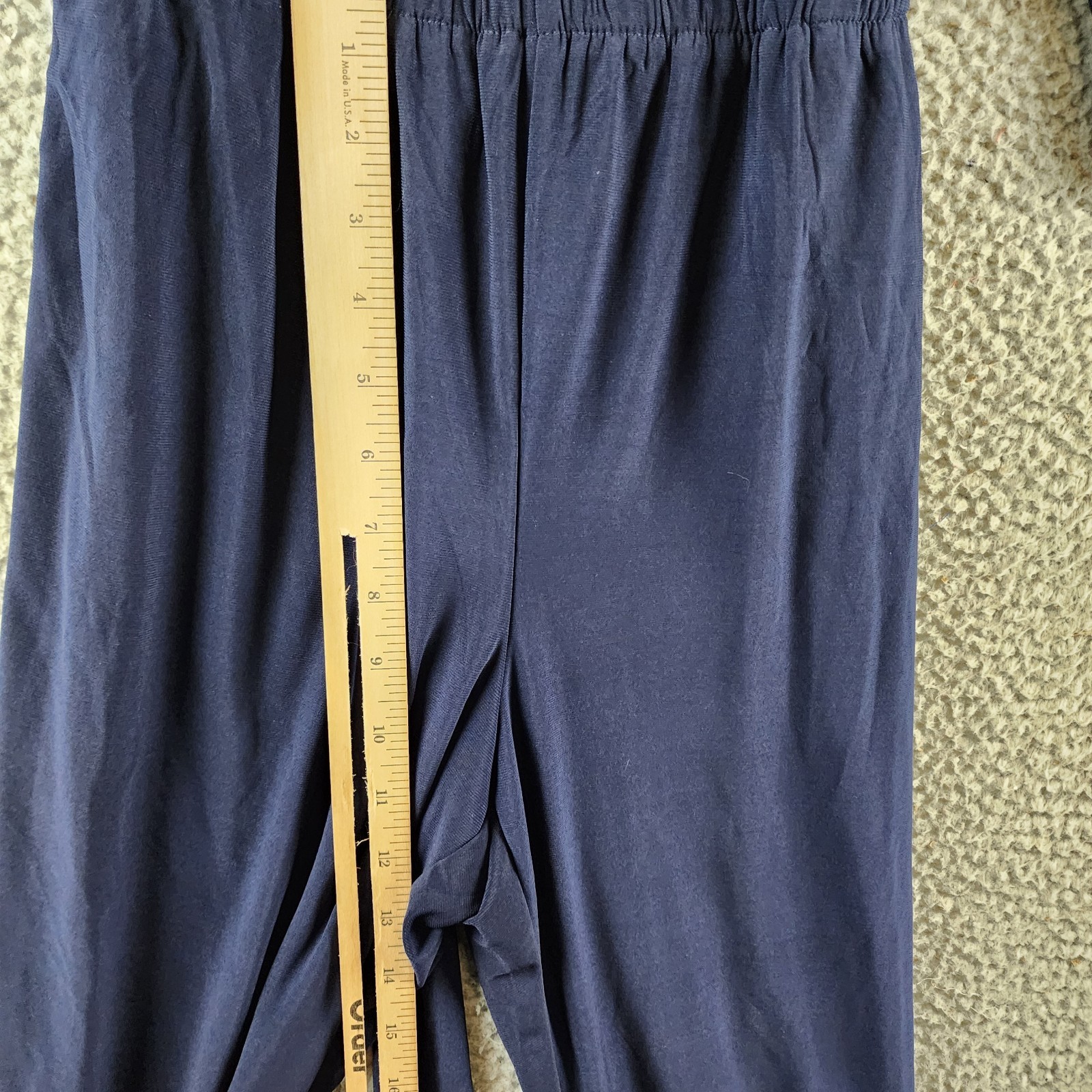 NY Collection Petite 3/4 Sleeve Belted Jumpsuit Women's PL Navy Blue Solid - Picture 12 of 18