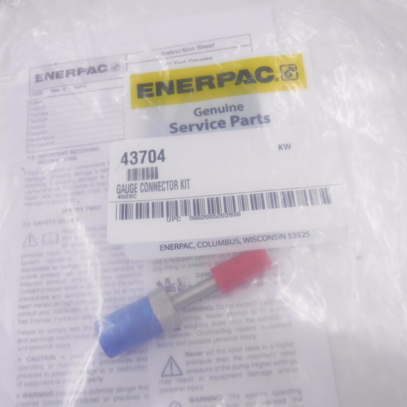 Enerpac 43704 202836 Gauge Connector Kit 1/4" Cone To 11100 & 11400 Pumps