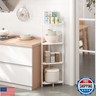 Wisuce Corner Shelf Stand - 4 Tier White Bamboo Small Corner Bookshelf for Office Kitchen Bedroom Plant Stand Living Room Decor Small Space