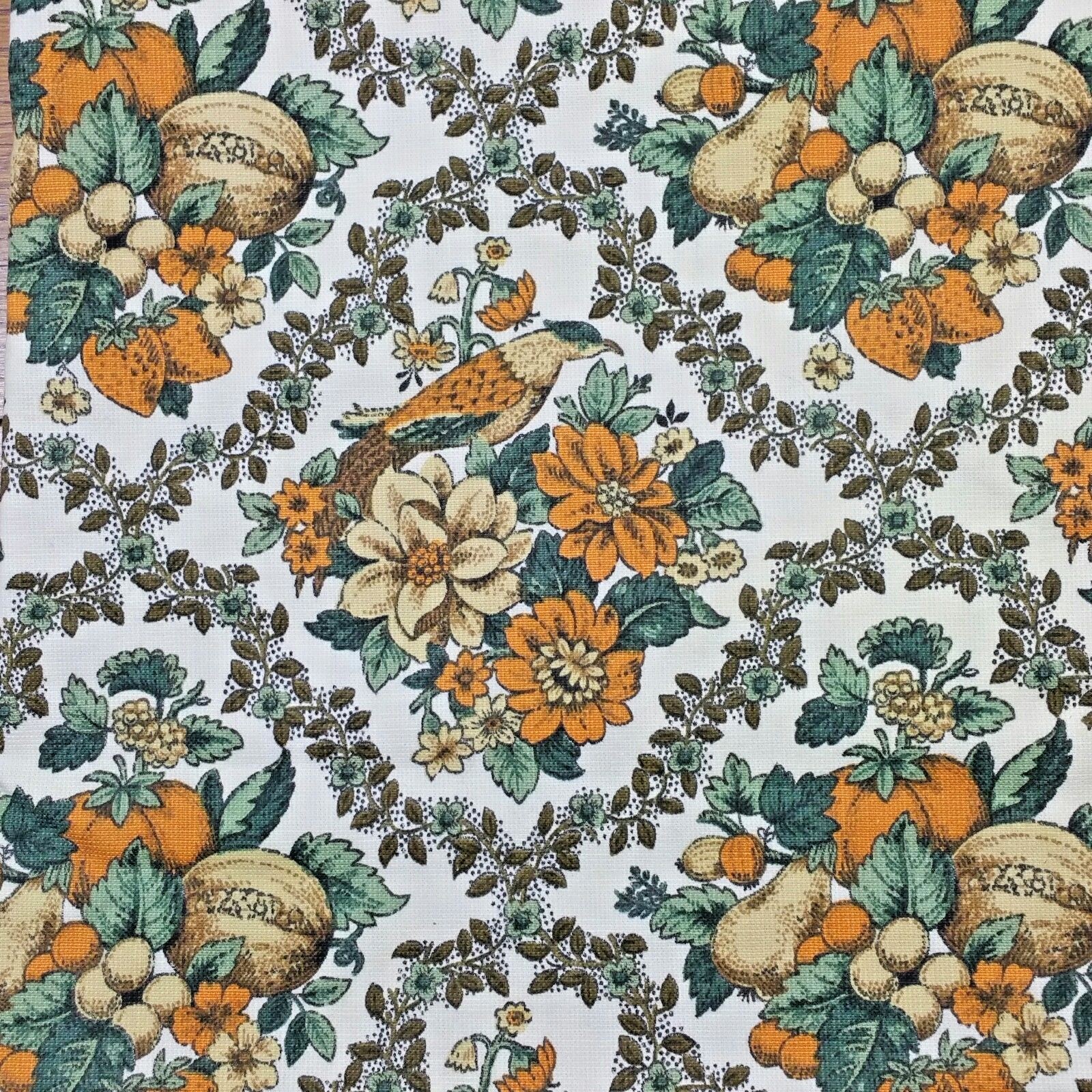 Vintage Waverly Bonded Fabric Floral Fruit Birds Marlborough 48 X 96” 2.67 Yard