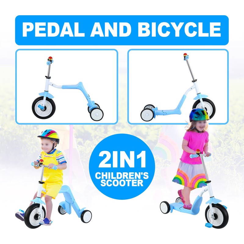 ✔2 in 1 Toddler Tricycle Balance Bike Scooter Kids Riding 