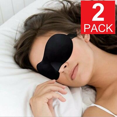 2 Pack Travel 3D Eye Mask Sleep Soft Padded Shade Cover Rest Relax Blindfold