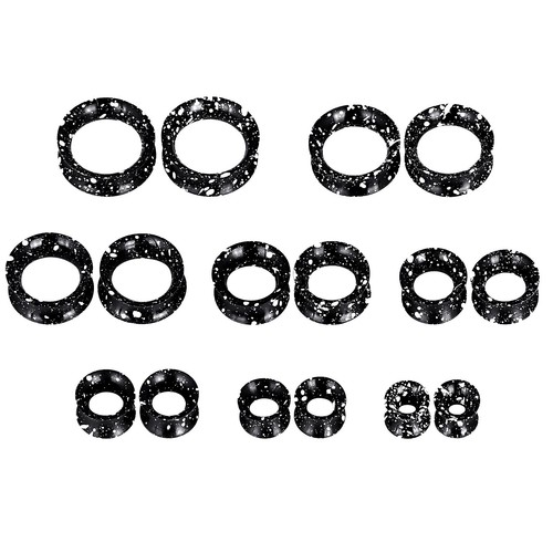 2pcs White Spots Ear Plugs Thin Silicone Ear Gauges Double Fared Flesh Tunnels