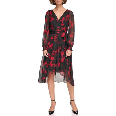 Женские платья DKNY с длинным рукавом-баллоном и юбкой-запахом
