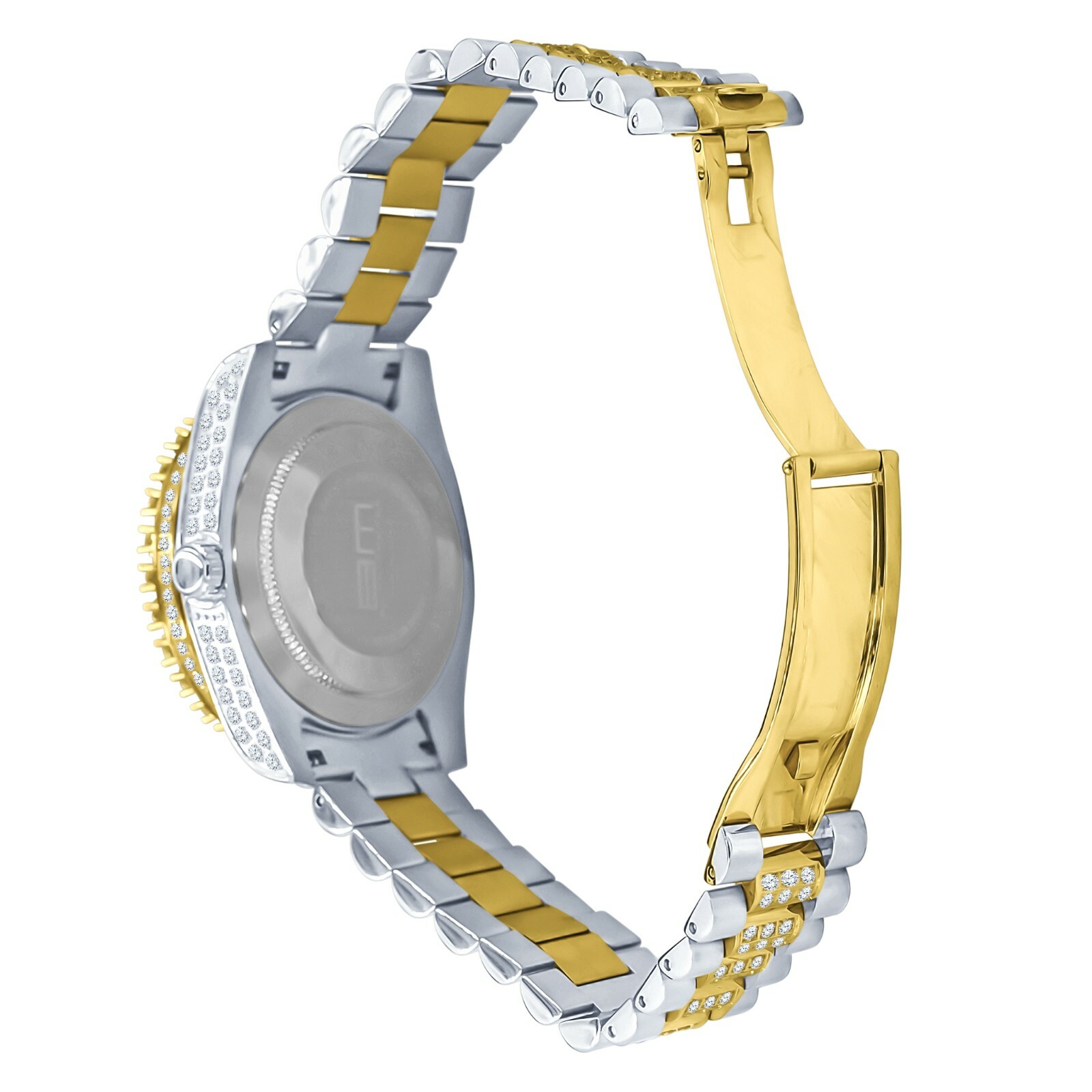 Pre-owned Blingmaster Men's Yellow Gold Tone Stainless Steel Presidential Watch 41mm Simulated Diamond