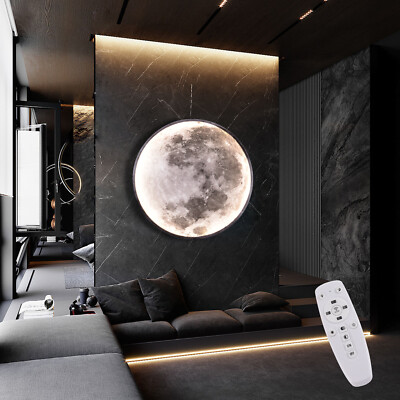 Modern LED Wall Light,3D Moon Wall Lamp,Art Deco Lighting for Living Room 60CM