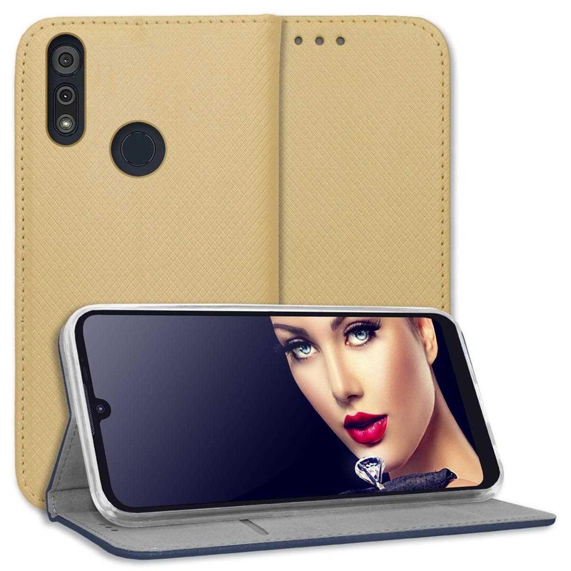 Coque Housse Etui Ã  Clapet Pour Motorola Moto E6s, E6i Or Bookstyle Flip