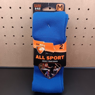 Sofsole 2 Pair All Sport Adult Team Performance Sock Blue Medium Mens Size 5-9.5