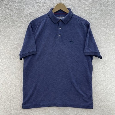 Tommy Bahama Polo Shirt Mens Large Blue Island Zone Coolmax Preppy Luxury Beach