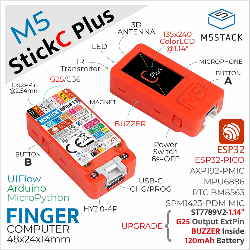 Official M5StickC PLUS ESP32-PICO Mini IoT Development Kit