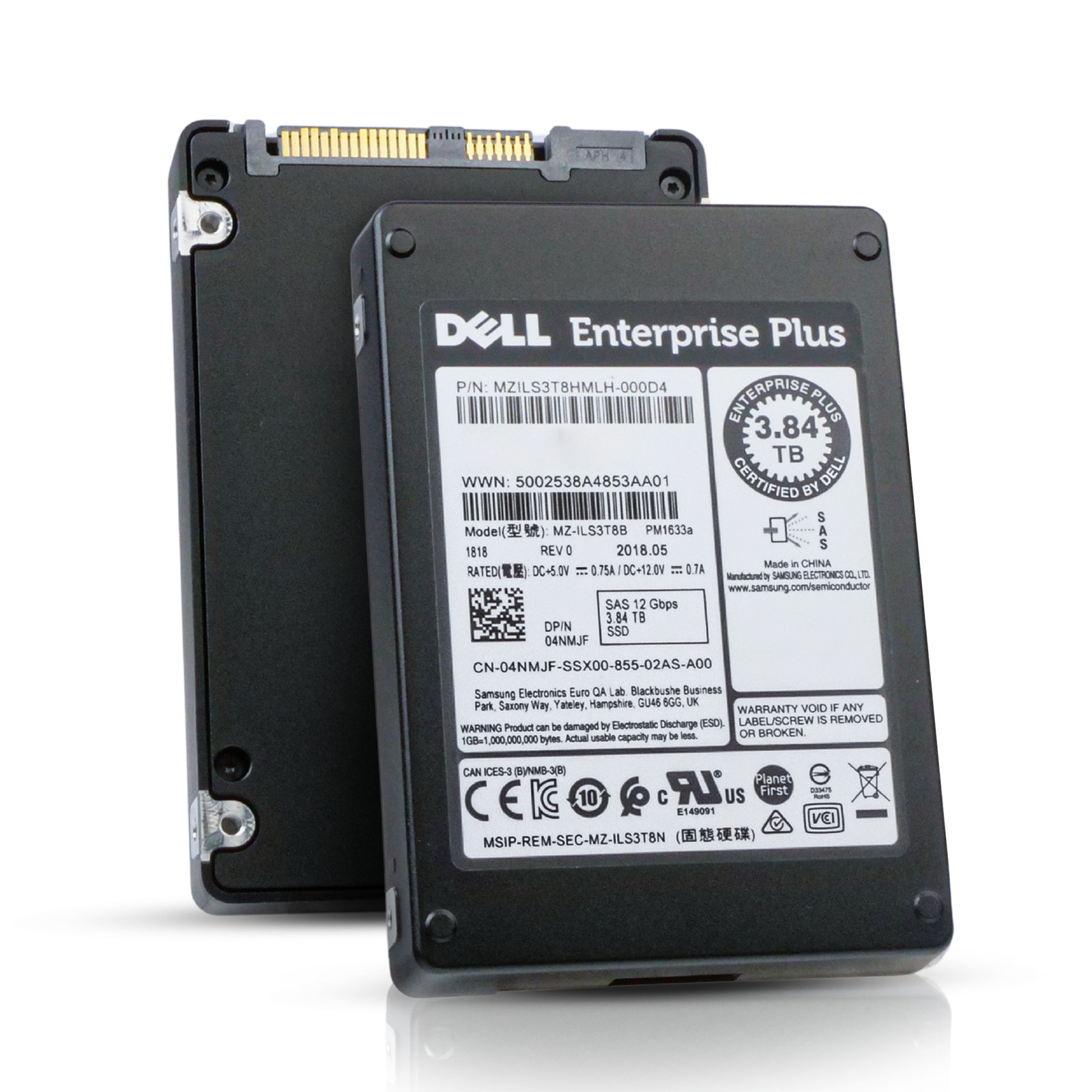 Dell/Samsung PM1633a 3.84TB MZILS3T8HMLH SAS 12Gb/s 3D TLC 1 DWPD 2.5