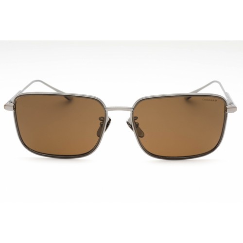 Pre-owned Chopard Unisex Sunglasses Shiny Ruthenium Metal Rectangular Frame Schf84m E56p In Brown