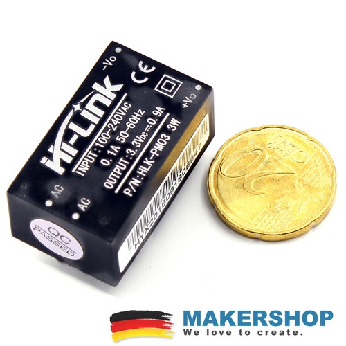 Mini Netzteil 3.3V 3W Internet if Things IOT Einbau UP Unterputz 240 Volt AC