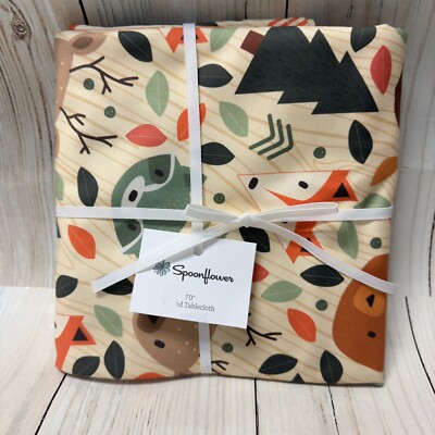 New Spoonflower Woodland Creatures Animals Christmas Tree 70  Round Tablecloth