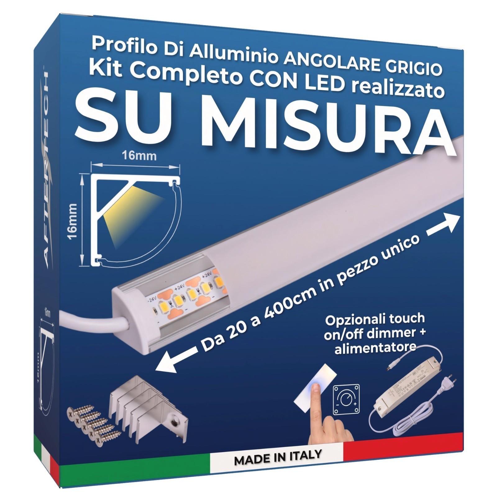 Barra LED Profilo Alluminio Angolare Grigio SU MISURA al centimetro da20 a 400cm