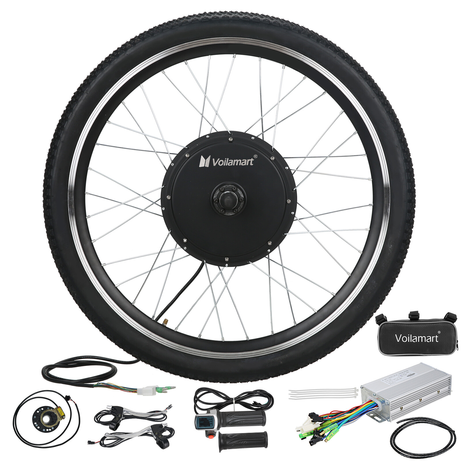 Voilamart 26" Ebike Front Wheel Electric Bicycle Motor Conversion Kit 48V 1000W