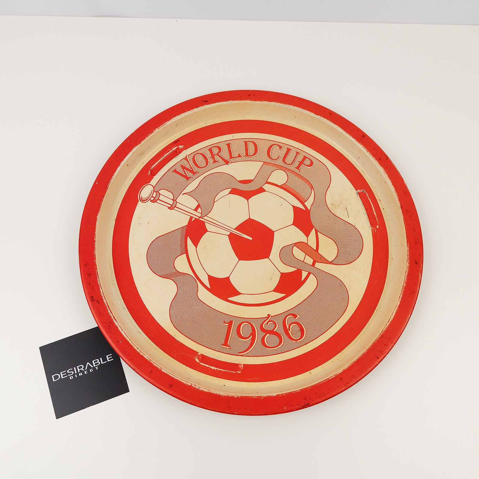 World Cup 1986 Vintage Red Metal Football Drinks Serving Tray
