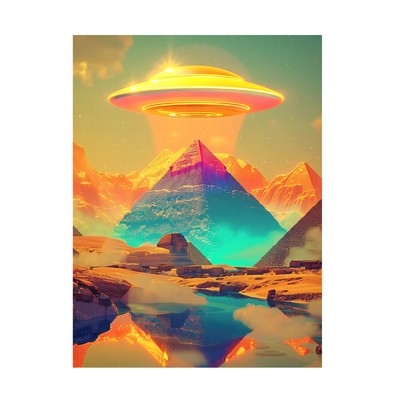 Canvas Wall Art - Ray Heere 'Ufo Pyramid 2' Wall Art for Living Room, Bedroom...