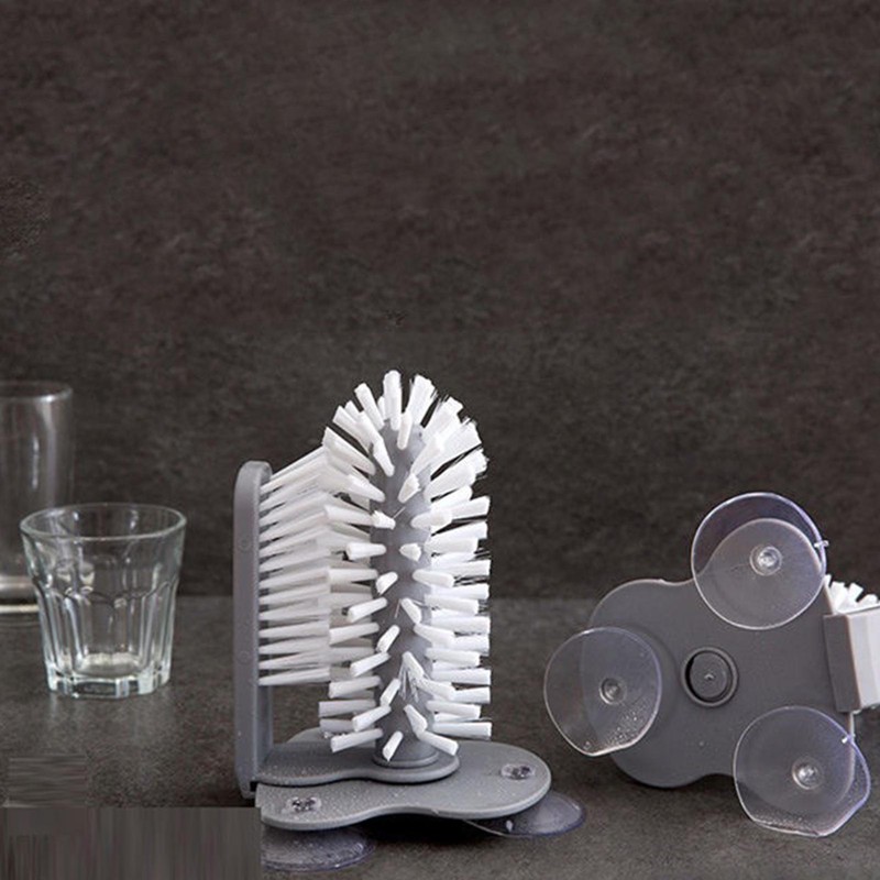 Suction Cup Cleaning Brush Glass Water Bottle Coffee Mug Cleaner Washing Brush