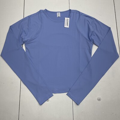 Old Navy Blue Flowform Cropped Cutout Back Long Sleeve Women s  Medium Tall New