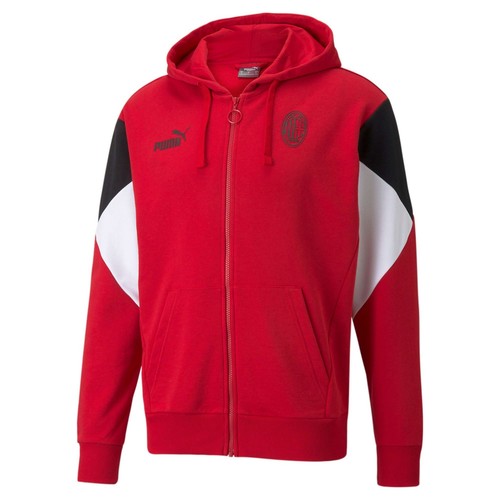 

[764374-01] Мужская толстовка Puma AC MILAN FTBLCULTURE с капюшоном на молнии, Black/tango red