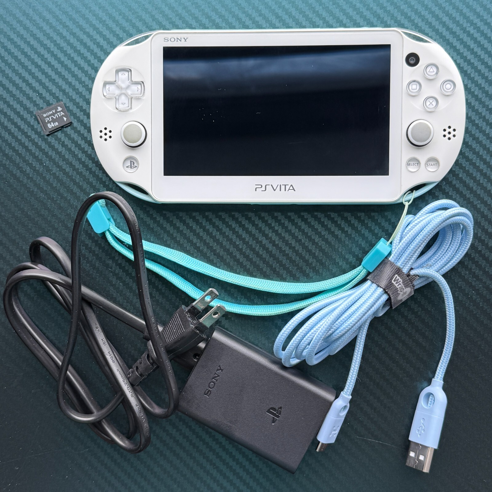 Light Blue PS Vita PCH-2000 w 64GB Card + Charger Sony