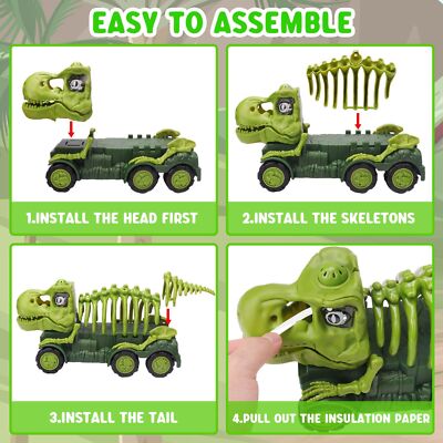 Dinosaur Truck with Sound & Light, Toy for Kids 3-5, T Rex Monster Truck Carrier