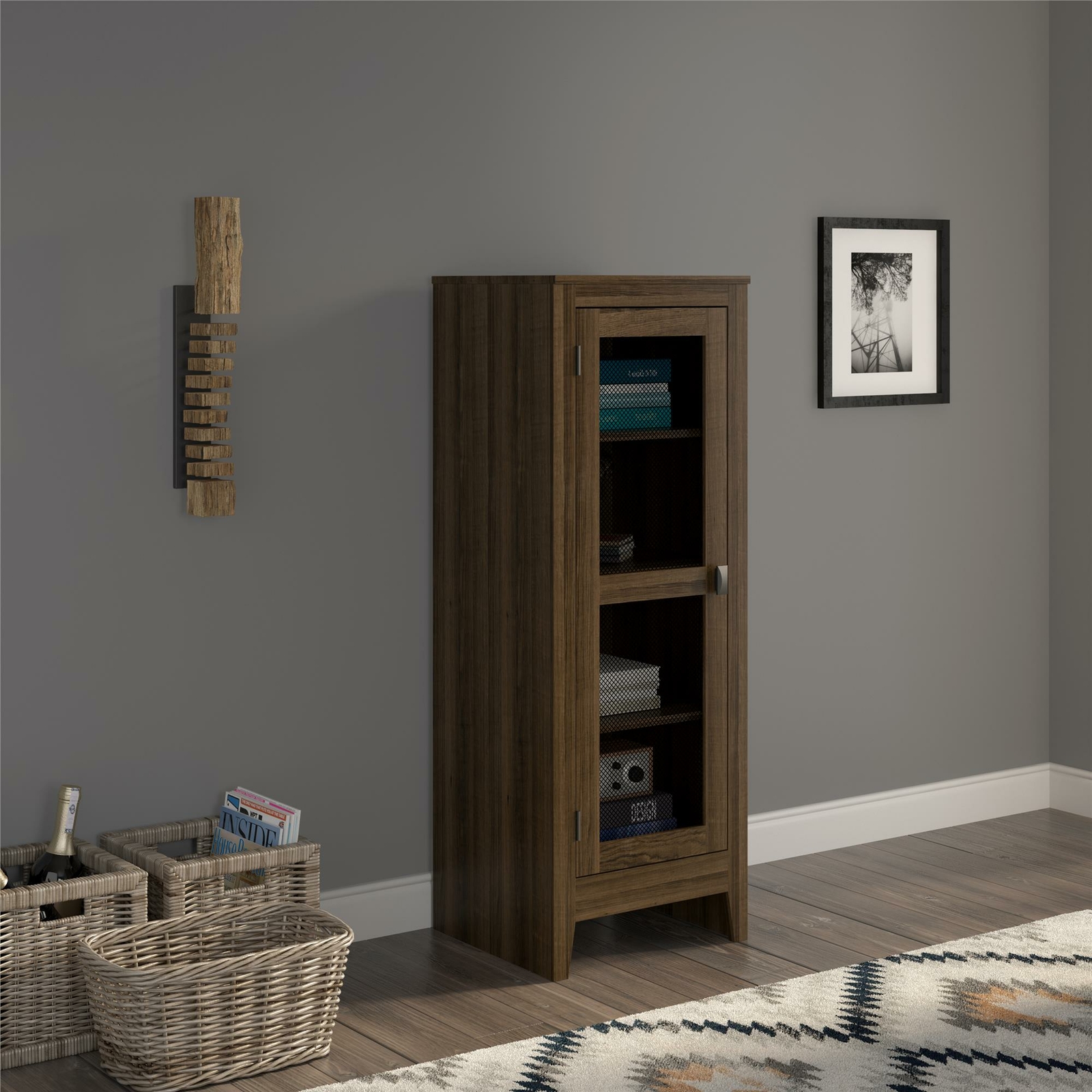 Rustic Brown Storage Cabinet Shelving Closet Organizer Utility Industrial Mesh Ebay