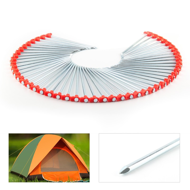 50 X Metal Tent Pegs Hard Ground Standing Camping Awning Pegs Heavy