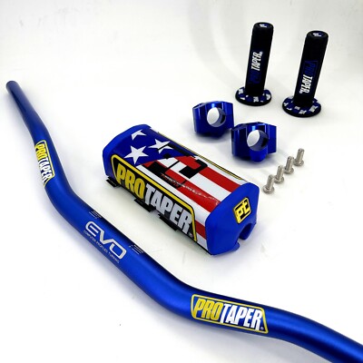 Original ''Evo'' PRO TAPER Handlebar Fat Bar DIRT BIKE 1 1/8'' ATV Quad GRIPS Pads