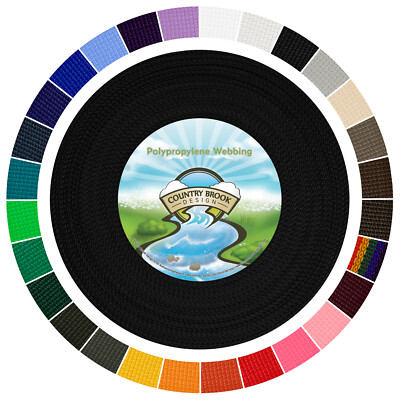 1 Inch Black Polypropylene (Polypro) Lightweight Webbing for Crafting, 100 Yards