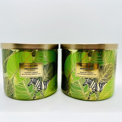 NEW! 2 BATH & BODY WORKS FRESH BAMBOO SCENTED 3-WICK 14.5 OZ LARGE CANDLE