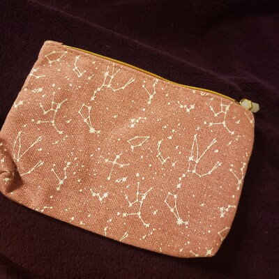  Ipsy Glam Bag Pink Peach Stars Cosmetic Makeup Bag Clutch  (Bag Only)  