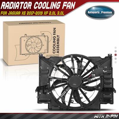 Radiator Cooling Fan Assembly with Shroud for Jaguar XE 2017-2019 XF 2.0L 3.0L