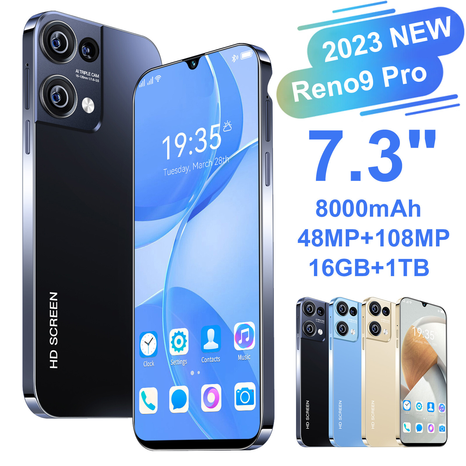 New Rino9 Pro 7.3" 16GB+1TB Factory Unlocked Android Cheap C